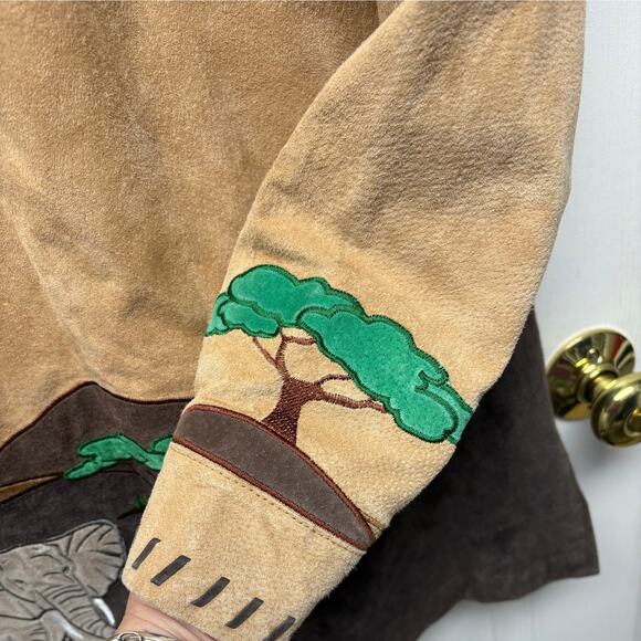 The Quacker Factory Safari Suede Leather Coat Brown Lined Zip Women's Size S - Picture 3 of 10